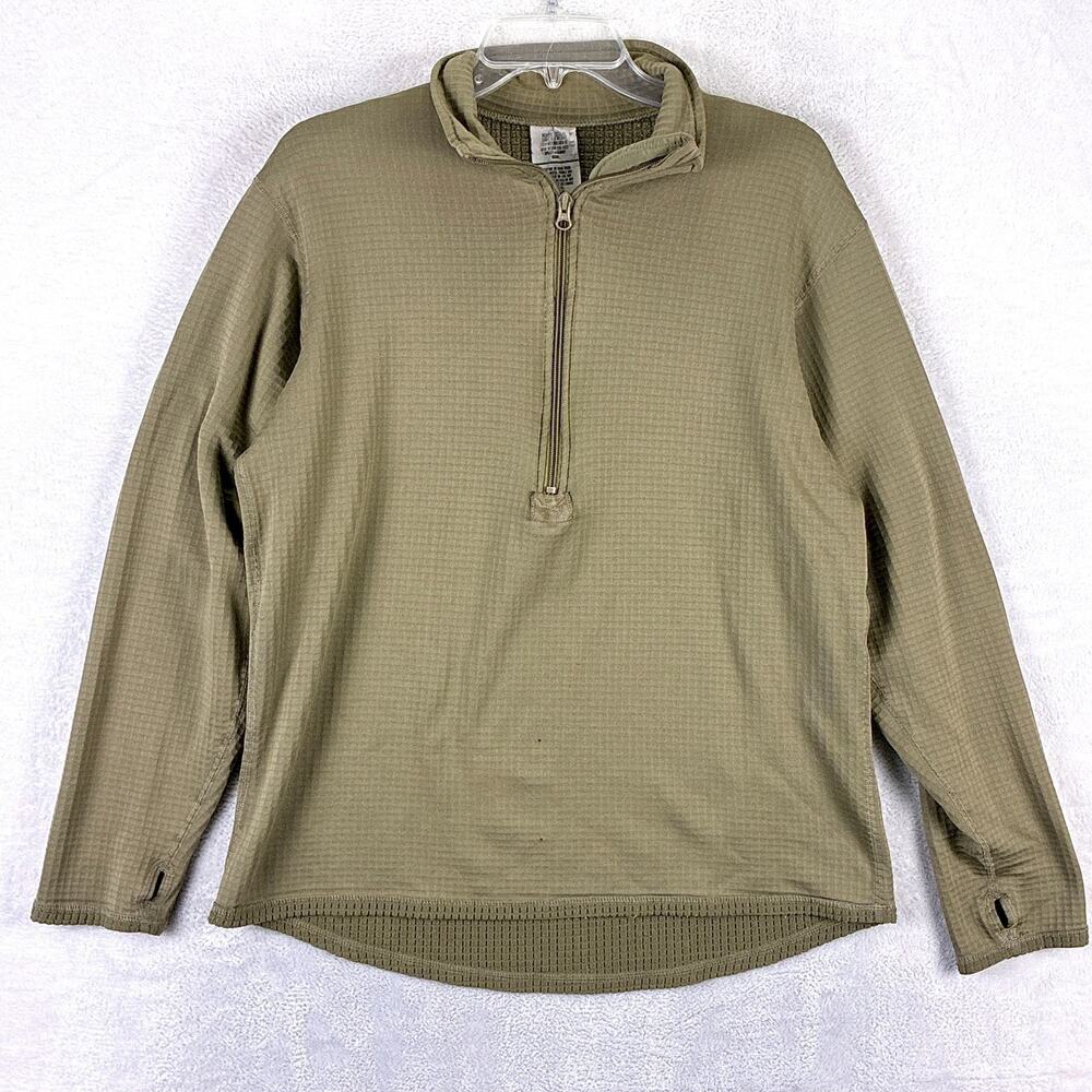 US Army Gen III Cold Weather Mid Weight Shirt Mens M Brown Waffle Grid Military